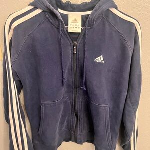 adidas Blue Hoodie with White Stripes